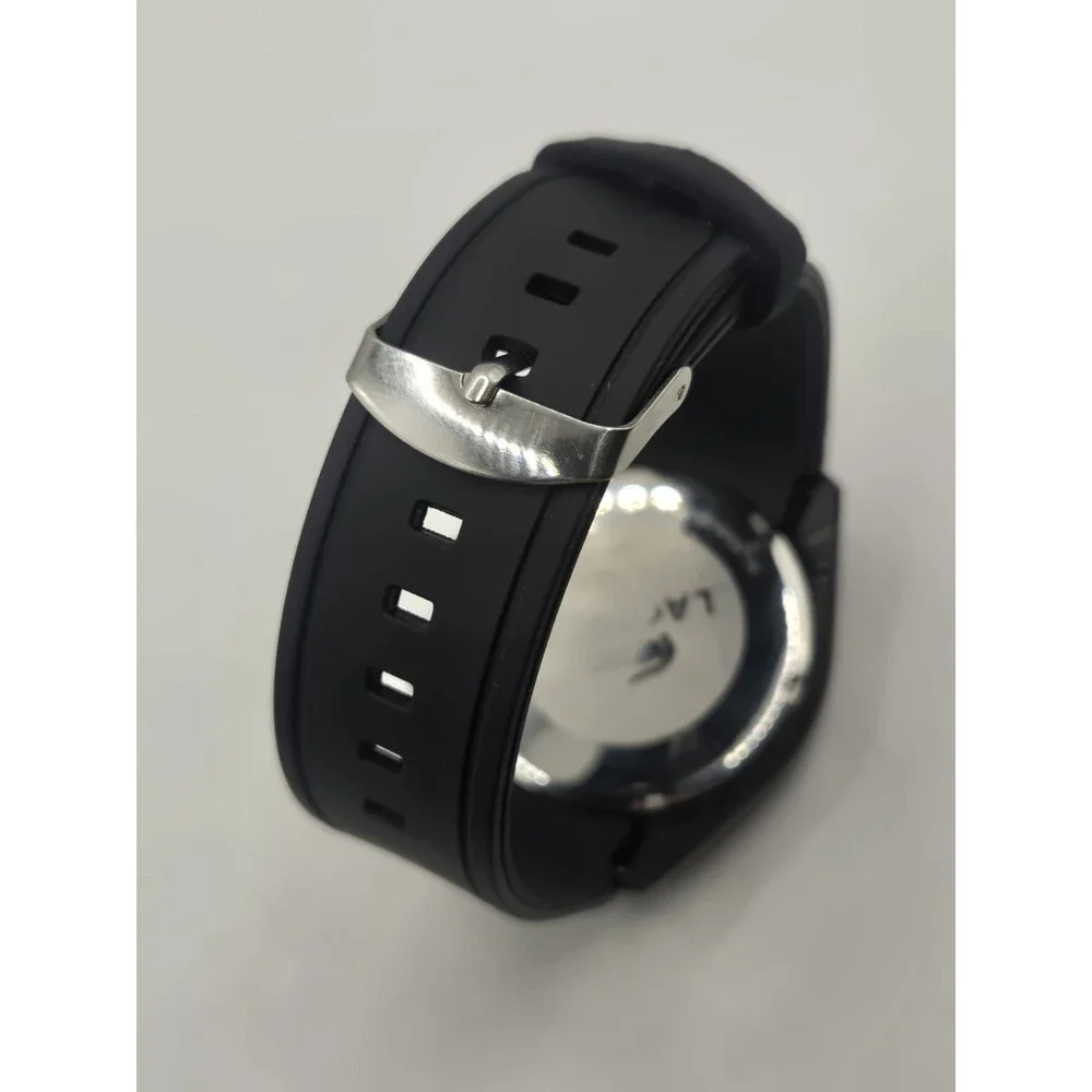Lacoste PANAMA 45.5mm Black Men's Chronograph Watch. New Battery. New Resin Band